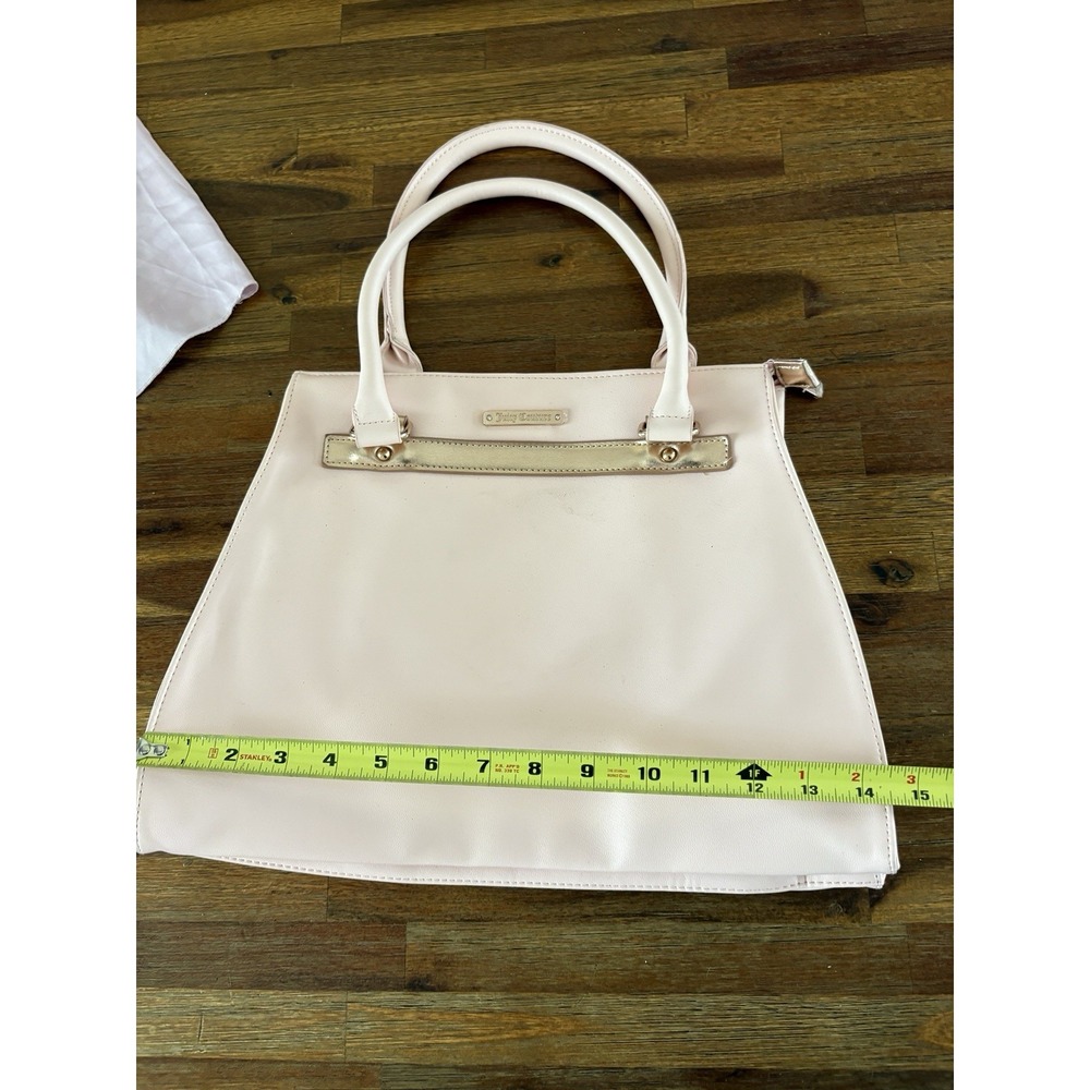 Juicy Couture Light pink Satchel Handbag Tote Bag Rose gold Trim & Zipper Lined - Picture 4 of 16